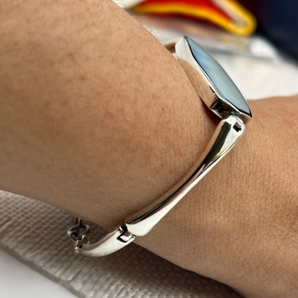 Vintage NF Sterling Silver Mother of Pearl Bracelet – 7", 17.7g, Thailand, 1990s - Picture 4 of 17